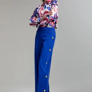 Lola Casademunt Pantalones<Pantalón detalle snaps AZULMEDIO