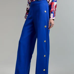 Lola Casademunt Pantalones<Pantalón detalle snaps AZULMEDIO