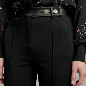 Lola Casademunt Pantalones<Pantalón detalles efecto piel NEGRO