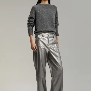 Lola Casademunt Pantalones<Pantalón efecto piel PLATEADO