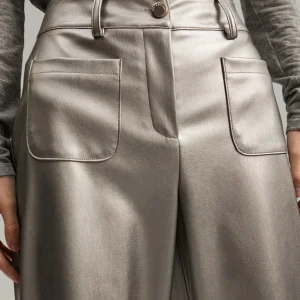 Lola Casademunt Pantalones<Pantalón efecto piel PLATEADO