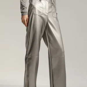 Lola Casademunt Pantalones<Pantalón efecto piel PLATEADO