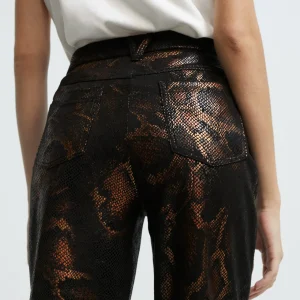 Lola Casademunt Pantalones<Pantalón estampado animal NEGRO-MARRON