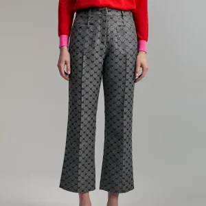 Lola Casademunt Pantalones<Pantalón jacquard monograma GRIS-METAL