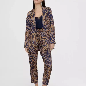 Lola Casademunt Pantalones<Pantalón jogging estampado cebra MARRON-AZUL