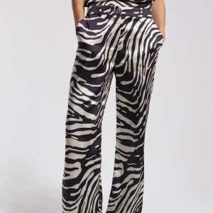 Lola Casademunt Animal Print | Pantalones<Pantalón palazzo cebra NEGRO-CRUDO