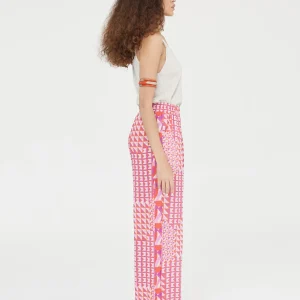 Lola Casademunt Pantalones<Pantalón palazzo estampado ROJO-LILA