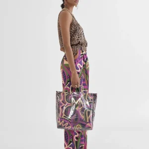 Lola Casademunt Pantalones<Pantalón palazzo fluido LILA-NEGRO