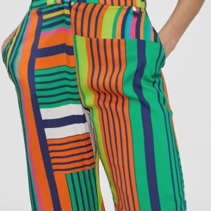 Lola Casademunt Pantalones<Pantalón palazzo multicolor VERDE-NARANJA