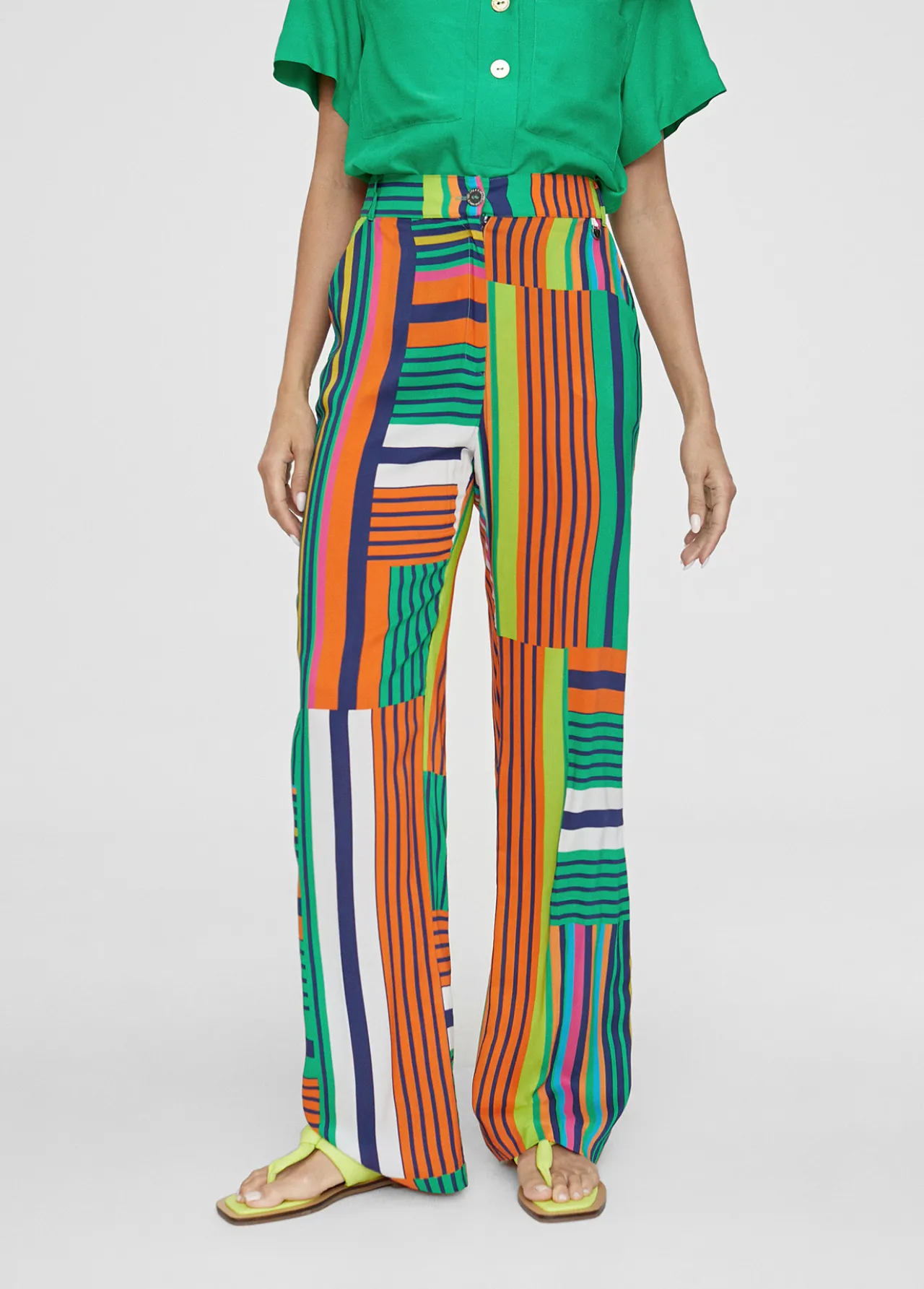 pantaln_palazzo_multicolor_2.webp Lola Casademunt Pantalones<Pantalón palazzo multicolor VERDE-NARANJA
