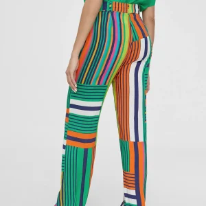Lola Casademunt Pantalones<Pantalón palazzo multicolor VERDE-NARANJA