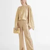 Lola Casademunt Pantalones<Pantalón recto dorado y tornasolado ROSA