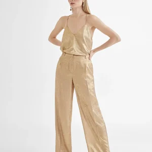 Lola Casademunt Pantalones<Pantalón recto dorado y tornasolado ROSA