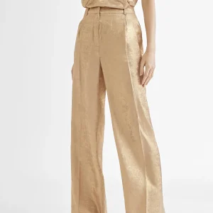 Lola Casademunt Pantalones<Pantalón recto dorado y tornasolado ROSA
