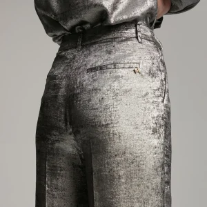 Lola Casademunt Pantalones<Pantalón recto laminado PLATEADO