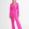 Lola Casademunt Pantalones<Pantalón recto satinado FUCSIA