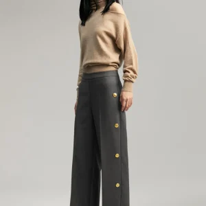 Lola Casademunt Pantalones<Pantalón wideleg detalle snaps GRIS