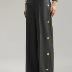 Lola Casademunt Pantalones<Pantalón wideleg detalle snaps GRIS