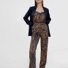 Lola Casademunt Pantalones<Pantalon recto estampado animal MARRON-AZUL
