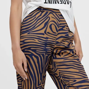 Lola Casademunt Pantalones<Pantalon recto estampado animal MARRON-AZUL