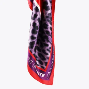 Lola Casademunt Accesorios<Pañuelo animal leopardo lilas LILA-ROJO