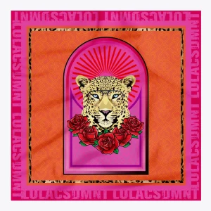 Lola Casademunt Animal Print | Bufandas Y Pañuelos<Pañuelo leopardo y flores ROJO-LILA