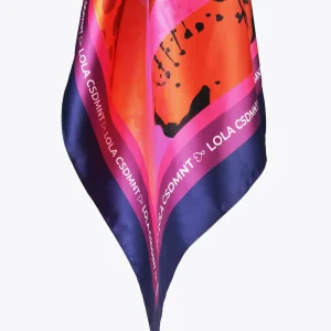 Lola Casademunt Animal Print | Bufandas Y Pañuelos<Pañuelo leopardo y logo NARANJA-LILA