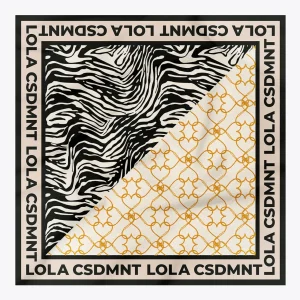 Lola Casademunt Animal Print | Bufandas Y Pañuelos<Pañuelo satinado animal y corazones NEGRO-CRUDO
