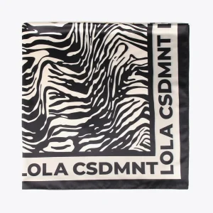 Lola Casademunt Animal Print | Bufandas Y Pañuelos<Pañuelo satinado animal y corazones NEGRO-CRUDO