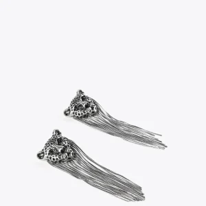 Lola Casademunt Bisuteria<Pendientes cabeza de leopardo PLATEADO