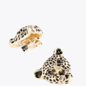 Lola Casademunt Bisuteria<Pendientes cara leopardo DORADO
