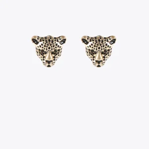 Lola Casademunt Bisuteria<Pendientes cara leopardo DORADO