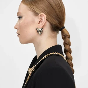 Lola Casademunt Bisuteria<Pendientes cara leopardo DORADO