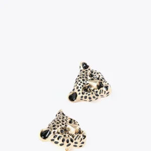 Lola Casademunt Bisuteria<Pendientes cara leopardo DORADO