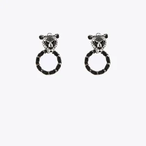 Lola Casademunt Bisuteria<Pendientes cara leopardo y aro DORADO