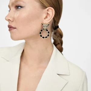 Lola Casademunt Bisuteria<Pendientes cara leopardo y aro DORADO