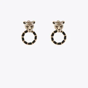 Lola Casademunt Bisuteria<Pendientes cara leopardo y aro DORADO