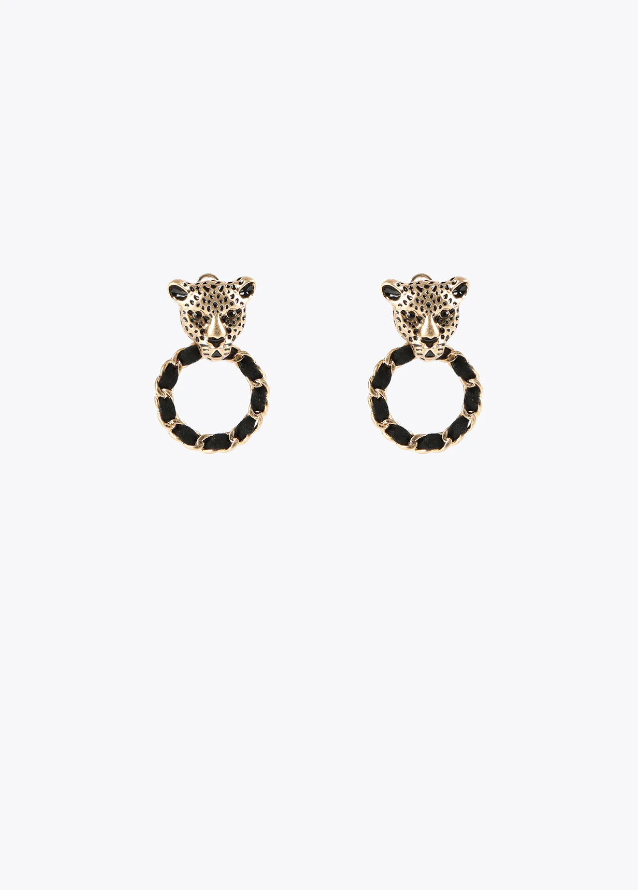 pendientes_cara_leopardo_y_aro_2.webp Lola Casademunt Bisuteria<Pendientes cara leopardo y aro DORADO