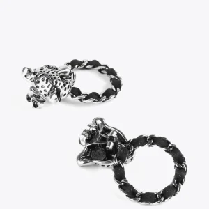 Lola Casademunt Bisuteria<Pendientes cara leopardo y aro DORADO