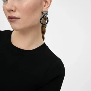 Lola Casademunt Bisuteria<Pendientes cara leopardo y aro DORADO