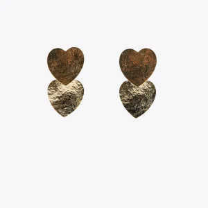 Lola Casademunt Bisuteria<Pendientes con corazones DORADO