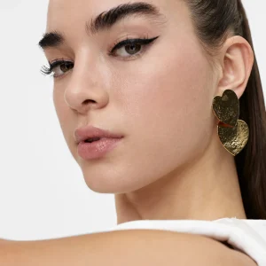 Lola Casademunt Bisuteria<Pendientes con corazones DORADO