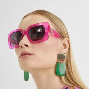Lola Casademunt Bisuteria<Pendientes con dos piezas FUCSIA