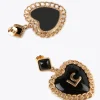 Lola Casademunt Pendientes<Pendientes corazón encadenado METAL-NEGRO