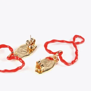 Lola Casademunt Bisuteria<Pendientes corazón lacado ROJO
