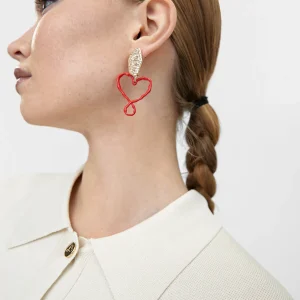 Lola Casademunt Bisuteria<Pendientes corazón lacado ROJO