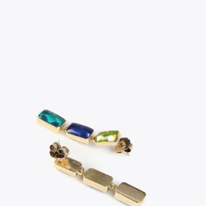 Lola Casademunt Bisuteria<Pendientes cristales de colores AZUL-AMARILLO