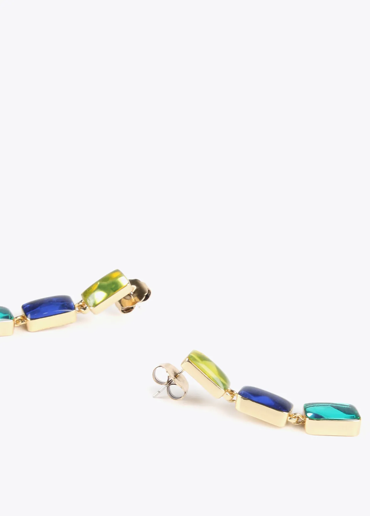 Lola Casademunt Bisuteria<Pendientes cristales de colores AZUL-AMARILLO