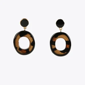 Lola Casademunt Bisuteria<Pendientes de aro animal print MARRON