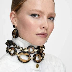 Lola Casademunt Bisuteria<Pendientes de aro animal print MARRON